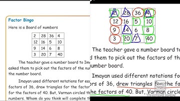 5th std - Maths -Term 3 - unit 7 - Information Processing - Factor Bingo