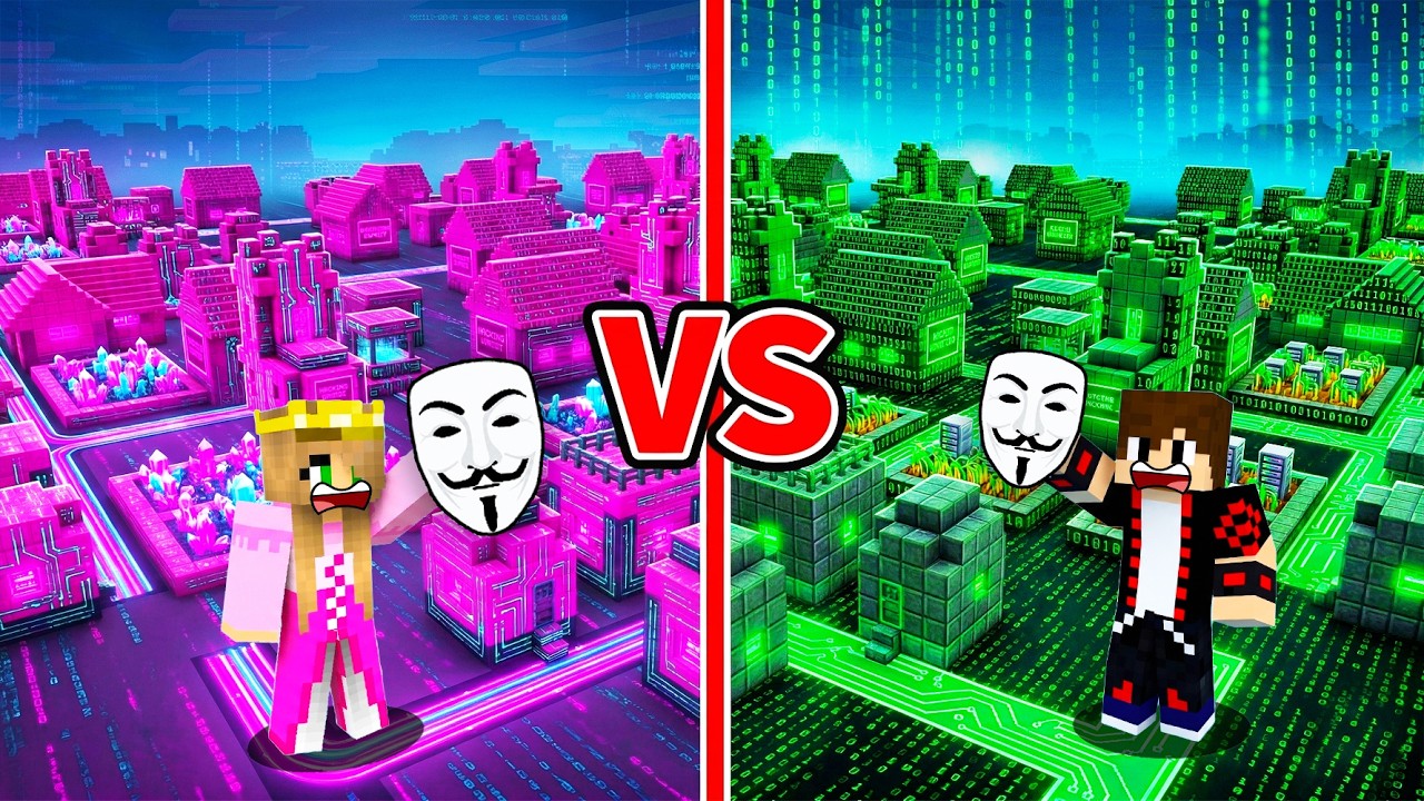 ماين كرافت : حـرب قرية بنات الهكـر ضد قرية اولاد الهكـر !!؟ 🔥😱