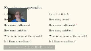 Lesson 2 Module 4 Linear and nonlinear expressions in x