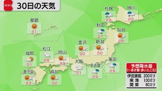 台風16号　八丈島の様子　9月30日の天気