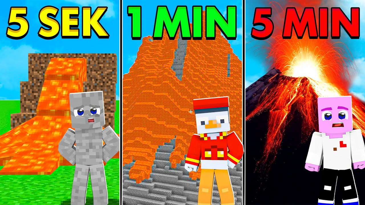 VULKAN BAUEN in 30 SEKUNDEN, 1 MINUTE unnd 5 MINUTEN in Minecraft - YouTube