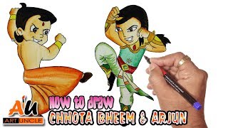 Chhota Bheem Animation Cartoon - How To Draw | Chhota Bheem and Arjun
