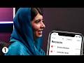 Malala Yousafzai calls her famous friends – are they sitting or standing?!