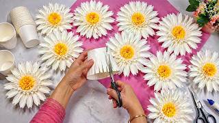 Easy Paper Cup Flower Making at Home | Beautiful DIY Wall Decoration #papercupflowers #diyflowers