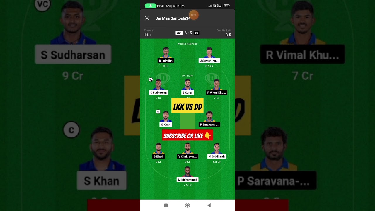 LKK vs DD dream 11 match prediction || LKK vs DD 