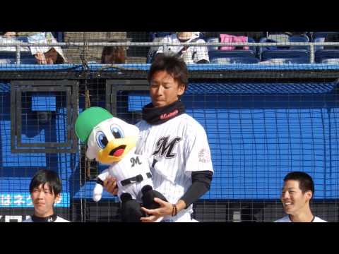 【2014ロッテファン感】模擬ヒーローインタビューを受ける金森投手 (その1)