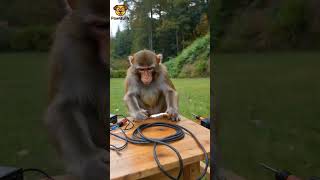 When a Monkey Becomes an Electrician: No Cable Is Safe!#shortvideo #trending #animals #viral #shorts