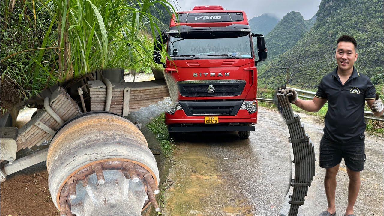 Traveling 150 km on mountain roads to replace the springs for a 90-ton tractor truck.