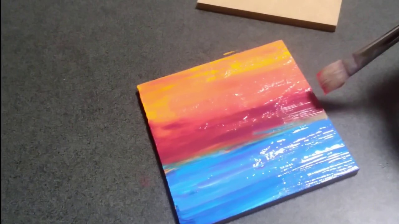 アクリル絵具早描き 海と夕焼け Acrylic Painting Sea And Sunset Youtube