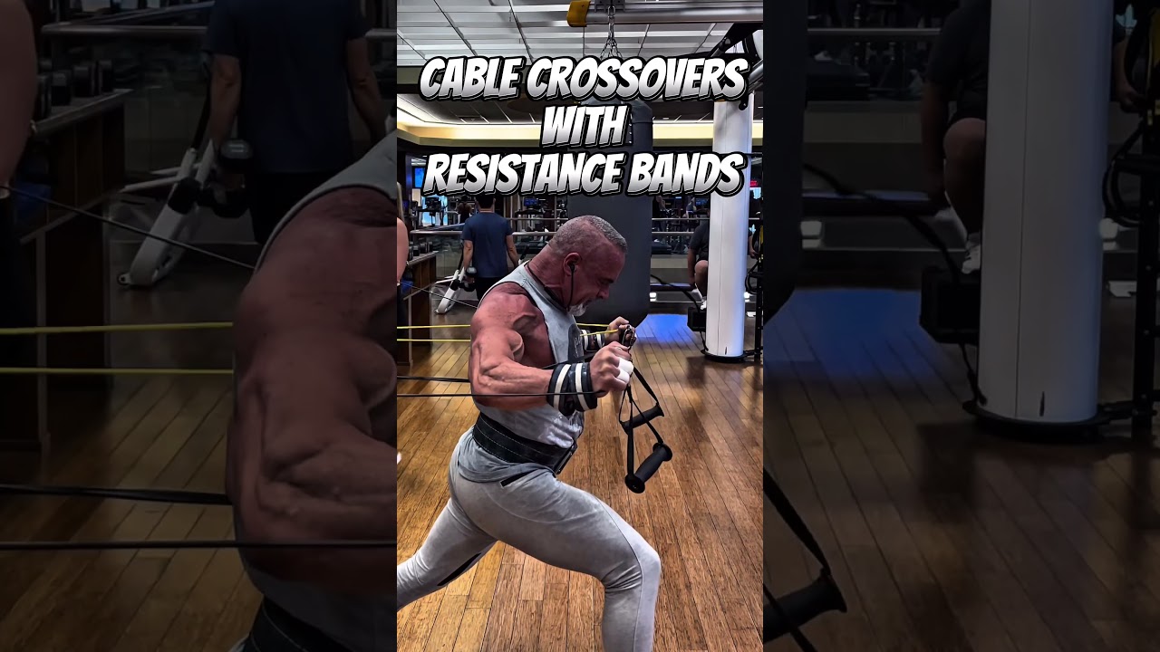 CABLE CROSSOVERS WITH EXTRA RESISTANCE BAND RESISTANCE #workout #resistancebands #motivation