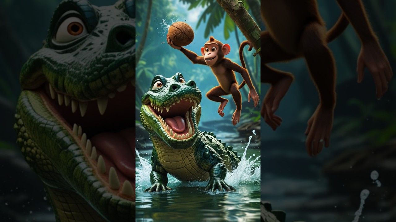 The Monkey and the Crocodile |Moral Story for Kids|Jungle cartoon|Bedtime story 