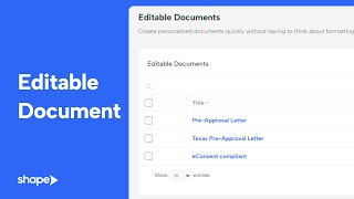 Editable Documents in Shape Software