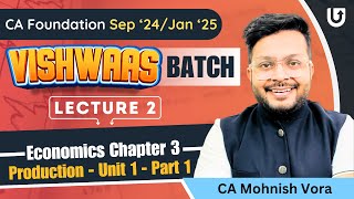CA Foundation Economics Chapter 3 | Production | Unit 1 | Lec 02 | CA Mohnish Vora