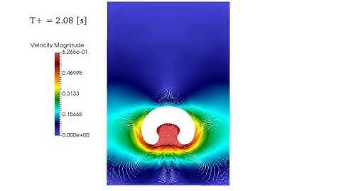 SPH: Single bubble rising through a vertical column of water _P2 (Magnitude Velocity)