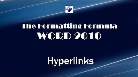 Word 2010   Hyperlinks- Learn how to create hyperlinks