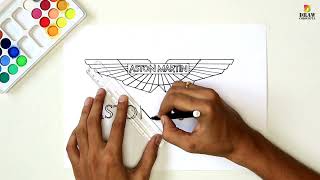 How to draw Aston Martin logo | Supercar brand drawing