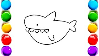 how to draw shark || easy drawing and coloring whale for kids