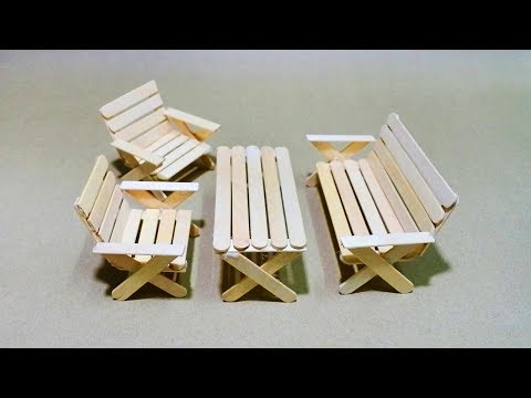 DIY โต๊ะ เก้าอี้ จากไม้ไอติม | How to Make Miniature Table & Chairs  From Popsicle Stick