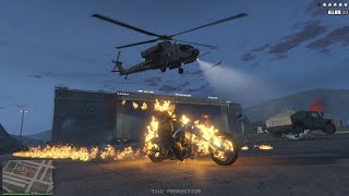 GTA 5 - Ghost Rider In Military Base   Six Star Wanted Level Rampage