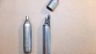 самодельная зажигалка из 12-граммового CO2 баллончика.lighter of CO2 canister
