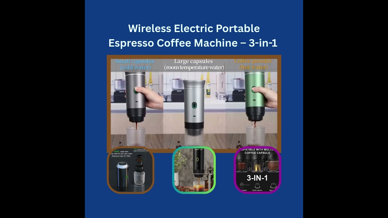 Wireless Electric Portable Espresso Coffee Machine &ndash; 3-in-1 | Fooclick e-commerce store