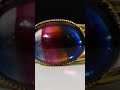 Vtg post WW2 Czech mirror glass cabochon - 25x18 mm oval set in hinge bracelet