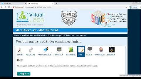 Virtual lab ( IITB ) session 1 for  Kinematic Analysis of Slider Crank Mechanism