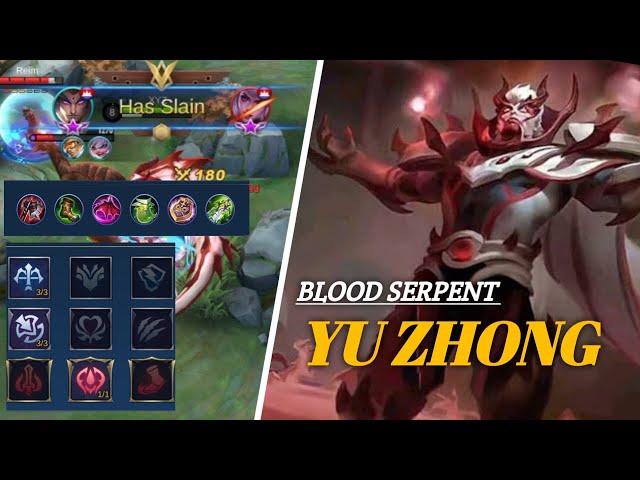 BEST GAMEPLAY YU ZHONG WITH NEW SKIN BLOOD SERPENT 2021 !  MOBILE LEGENDS class=