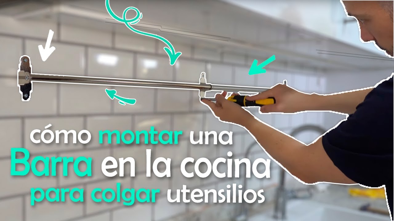 Cómo instalar una barra o riel de cocina para colgar utensilios