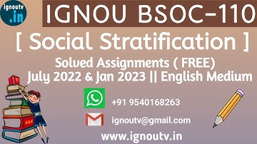 IGNOU BSOC-110 Solved Assignment July 2022 & Jan 2023  [FREE] || IGNOU BASOH || IGNOU TV || IGNOU ||