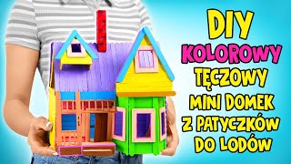 ŁATWE! DIY kolorowy tęczowy mini domek z patyczków do lodów | ZABAWNE RĘKODZIEŁO!