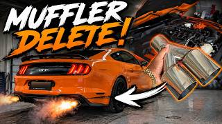 I DID A MUFFLER DELETE ON MY MUSTANG GT!!! SUPER LOUD!!!
