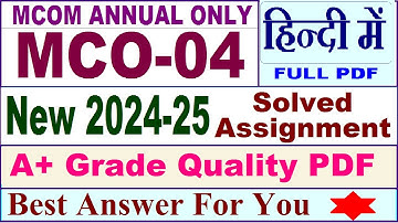 MCO 04 solved assignment 2024-25 in Hindi || mco 04 solved assignment 2025 || mco4 2024-25
