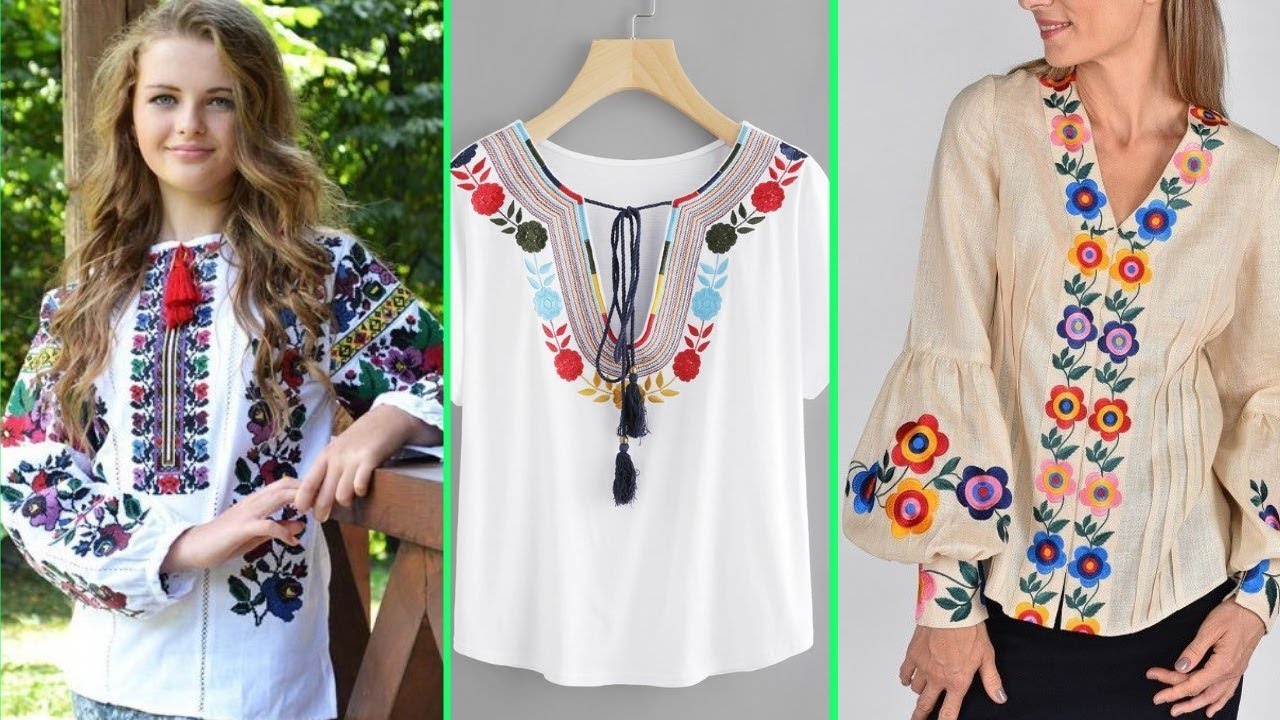 The Best of Kurta Style Embroidery Designs On Ladies Shirts SVG