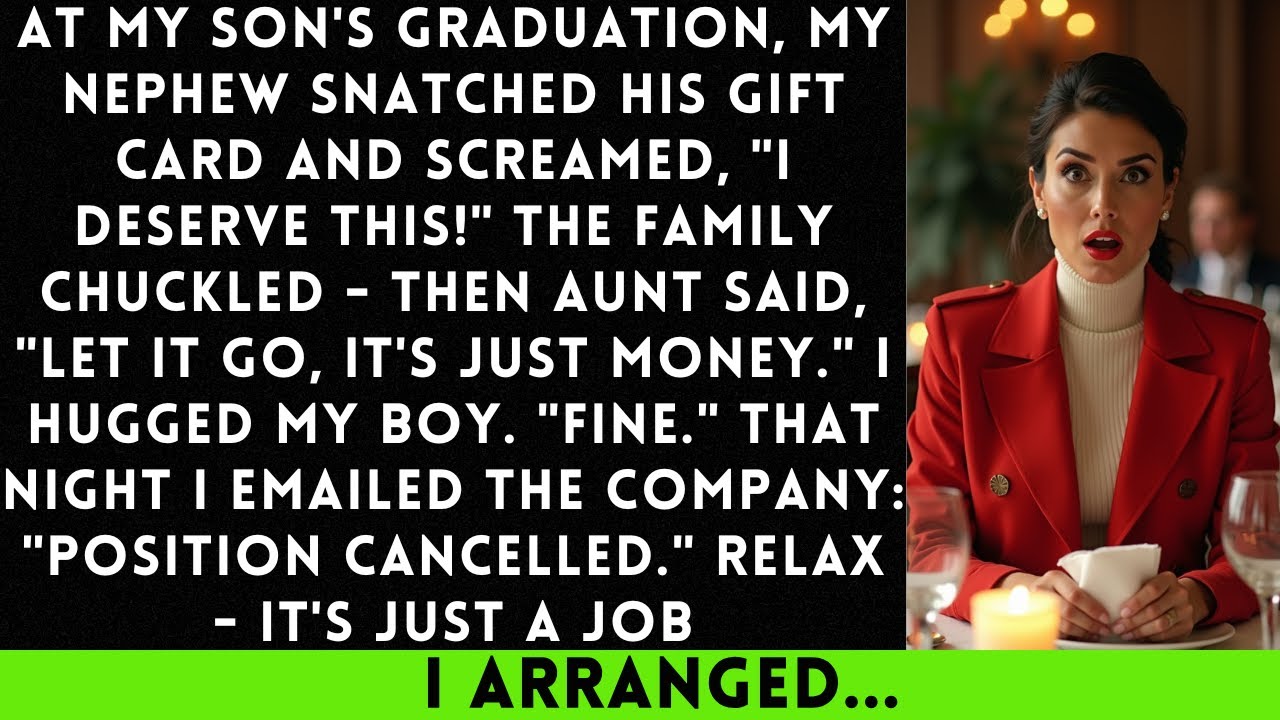 At My Son’s Graduation, My Nephew Snatched His Gift Card and Shouted, I Deserve This Family Laughed…
