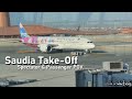 Saudia takeoff  spectators  passengers pov footage simultaneously