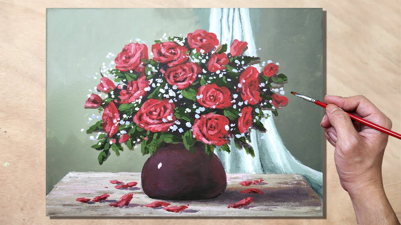 Acrylic Painting Bouquet Of Flowers