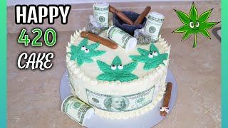 MARIJUANA AND MONEY BIRTHDAY CAKE/HOW TO MAKE A MARIJUANA LEAF/BLUNTS & ASHTRAY CAKE TOPPERS 420🍃🍁