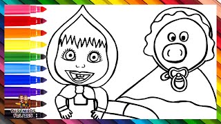 Desenhar e Colorir Masha com Rosie 👧🏼🐷🍼 Desenhos para Crianças