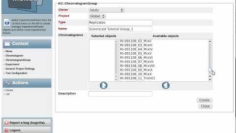 Create new chromatogram group