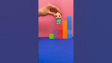 Baby JJ Climbs the Rainbow Block Tower🔴🟢🔵! #cocomelon #shorts