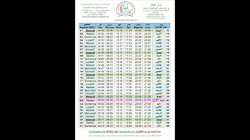 مواقيت الصلاة لشهر أغسطس 2025Orari Delle Preghiere Di Agosto 2025 