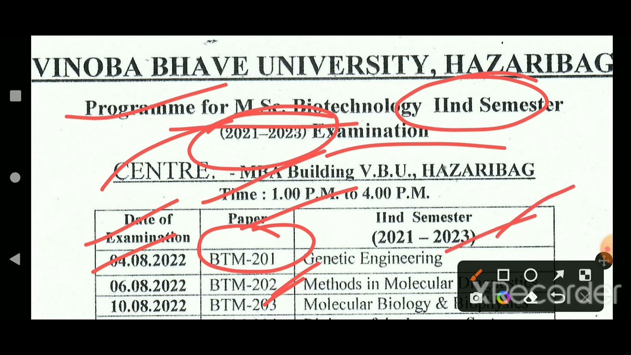 M.sc biotechnology exam programme in VBU|narimany jha