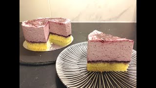 Gâteau mousse aux myrtilles / Tort cu mousse de afine/Blueberry mousse cake/Муссовый торт с черникой