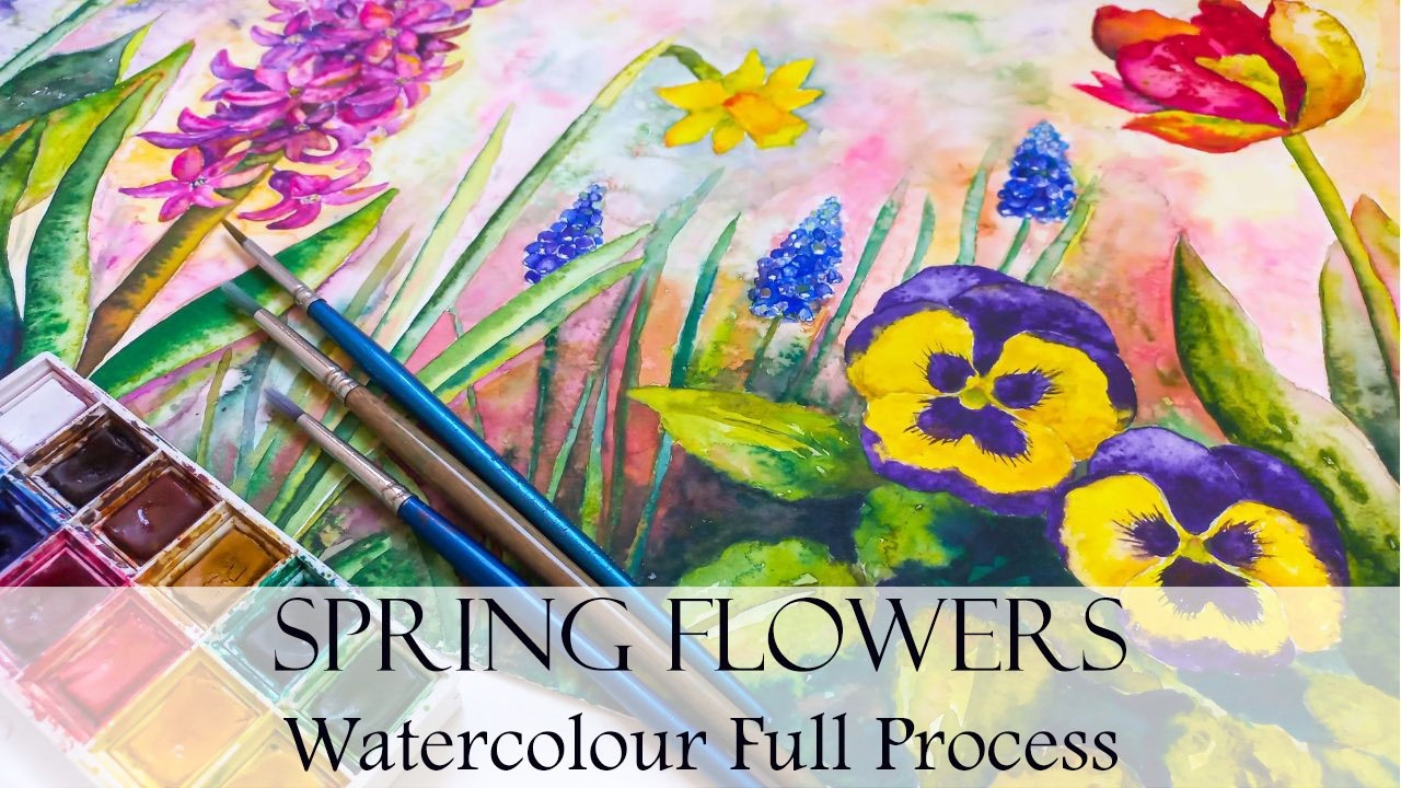 Watercolor Spring Flowers Relaxing Tutorial - YouTube