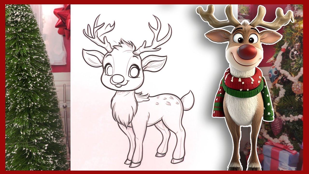 Renne de Noël 🎅🏼 Coloriage | Christmas Reindeer Coloring