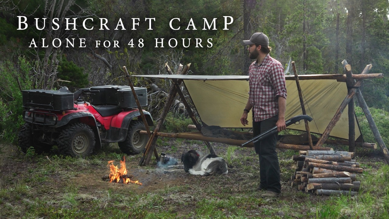 48 Hour Bushcraft Camp - Log Shelter w/ Raised Cot, Unknown Lake, ATV in the Canadian Backcountry