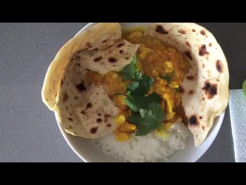 Curry de coliflor y lentejas con pollo