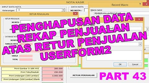 43 Penghapusan Produk dari rekap penjualan VBA Excel Pembuatan Aplikasi Nota Kasir