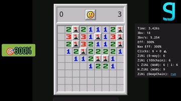 300% efficiency Beginner possible in Minesweeper?